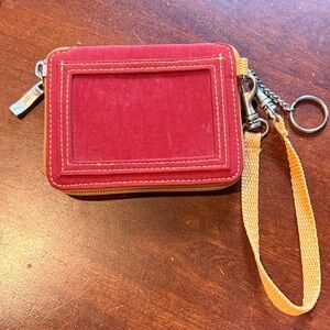 Baggallini Red 3 picture ID Wristlet with Yellow Strap
